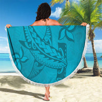 Dark Cyan Gradient Polynesia Beach Blanket Hawaiian Tribal Hammerhead Shark Tattoo LT14 - Polynesian Pride