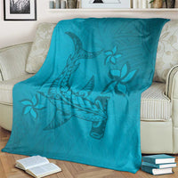Dark Cyan Gradient Polynesia Blanket Hawaiian Tribal Hammerhead Shark Tattoo LT14 - Polynesian Pride