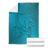 Dark Cyan Gradient Polynesia Blanket Hawaiian Tribal Hammerhead Shark Tattoo LT14 - Polynesian Pride