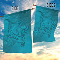 Dark Cyan Gradient Polynesia Garden Flag Hawaiian Tribal Hammerhead Shark Tattoo LT14 - Polynesian Pride