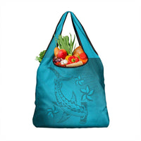 Dark Cyan Gradient Polynesia Grocery Bag Hawaiian Tribal Hammerhead Shark Tattoo LT14 1-pack One Size Dark Cyan - Polynesian Pride