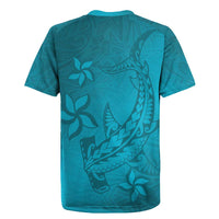 Dark Cyan Gradient Polynesia Rugby Jersey Hawaiian Tribal Hammerhead Shark Tattoo LT14 - Polynesian Pride