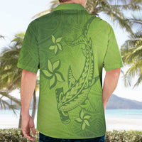 Green Gradient Polynesia Hawaiian Shirt Hawaiian Tribal Hammerhead Shark Tattoo LT14 - Polynesian Pride