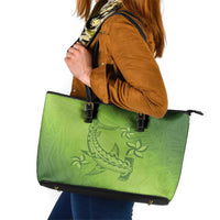 Green Gradient Polynesia Leather Tote Bag Hawaiian Tribal Hammerhead Shark Tattoo LT14 Green - Polynesian Pride