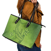 Green Gradient Polynesia Leather Tote Bag Hawaiian Tribal Hammerhead Shark Tattoo LT14 - Polynesian Pride