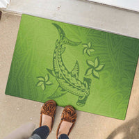 Green Gradient Polynesia Rubber Doormat Hawaiian Tribal Hammerhead Shark Tattoo LT14 - Polynesian Pride