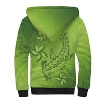 Green Gradient Polynesia Sherpa Hoodie Hawaiian Tribal Hammerhead Shark Tattoo LT14 - Polynesian Pride
