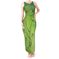 Green Gradient Polynesia Tank Maxi Dress Hawaiian Tribal Hammerhead Shark Tattoo LT14 Women Green - Polynesian Pride