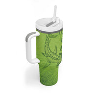 Green Gradient Polynesia Tumbler With Handle Hawaiian Tribal Hammerhead Shark Tattoo LT14 - Polynesian Pride