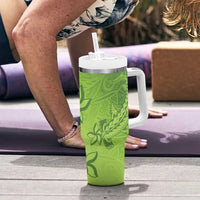Green Gradient Polynesia Tumbler With Handle Hawaiian Tribal Hammerhead Shark Tattoo LT14 - Polynesian Pride