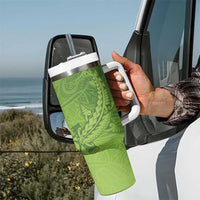 Green Gradient Polynesia Tumbler With Handle Hawaiian Tribal Hammerhead Shark Tattoo LT14 - Polynesian Pride
