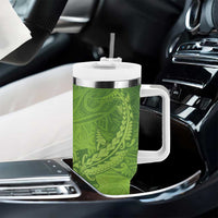 Green Gradient Polynesia Tumbler With Handle Hawaiian Tribal Hammerhead Shark Tattoo LT14 - Polynesian Pride