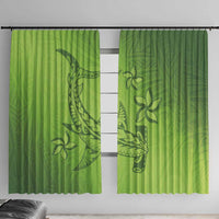 Green Gradient Polynesia Window Curtain Hawaiian Tribal Hammerhead Shark Tattoo LT14 With Hooks Green - Polynesian Pride