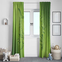 Green Gradient Polynesia Window Curtain Hawaiian Tribal Hammerhead Shark Tattoo LT14 - Polynesian Pride
