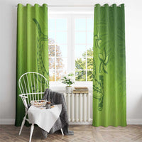 Green Gradient Polynesia Window Curtain Hawaiian Tribal Hammerhead Shark Tattoo LT14 - Polynesian Pride