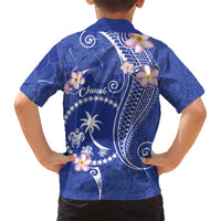 FSM Chuuk Constitution Day Family Matching Off Shoulder Maxi Dress and Hawaiian Shirt Frangipani Flowers Polynesian Curves Style LT14 - Polynesian Pride