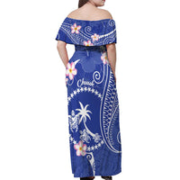 FSM Chuuk Constitution Day Off Shoulder Maxi Dress Frangipani Flowers Polynesian Curves Style