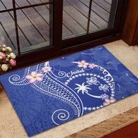 FSM Chuuk Constitution Day Rubber Doormat Frangipani Flowers Polynesian Curves Style