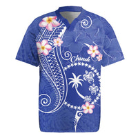 FSM Chuuk Constitution Day Rugby Jersey Frangipani Flowers Polynesian Curves Style LT14 Blue - Polynesian Pride