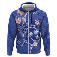 FSM Chuuk Constitution Day Zip Hoodie Frangipani Flowers Polynesian Curves Style