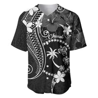 FSM Chuuk Baseball Jersey Turtle Tropical Flowers Polynesian - Black LT14 Black - Polynesian Pride