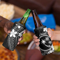 FSM Chuuk 4 in 1 Can Cooler Tumbler Turtle Tropical Flowers Polynesian - Black