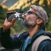 FSM Chuuk 4 in 1 Can Cooler Tumbler Turtle Tropical Flowers Polynesian - Black