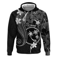FSM Chuuk Hoodie Turtle Tropical Flowers Polynesian - Black LT14 Pullover Hoodie Black - Polynesian Pride