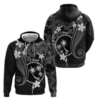 FSM Chuuk Hoodie Turtle Tropical Flowers Polynesian - Black LT14 - Polynesian Pride