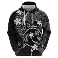 FSM Chuuk Hoodie Turtle Tropical Flowers Polynesian - Black LT14 - Polynesian Pride