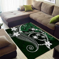 FSM Chuuk Area Rug Turtle Tropical Flowers Polynesian - Green
