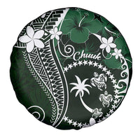 FSM Chuuk Spare Tire Cover Turtle Tropical Flowers Polynesian - Green