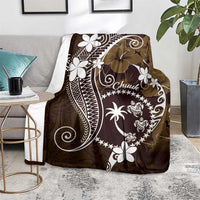 FSM Chuuk Blanket Turtle Tropical Flowers Polynesian - Brown
