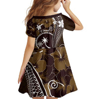 FSM Chuuk Family Matching Summer Maxi Dress and Hawaiian Shirt Turtle Tropical Flowers Polynesian - Brown