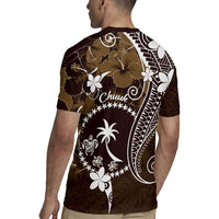 FSM Chuuk Rugby Jersey Turtle Tropical Flowers Polynesian - Brown