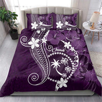 FSM Chuuk Bedding Set Turtle Tropical Flowers Polynesian - Purple