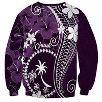 FSM Chuuk Sweatshirt Turtle Tropical Flowers Polynesian - Purple