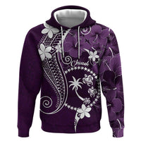FSM Chuuk Zip Hoodie Turtle Tropical Flowers Polynesian - Purple