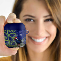 Personalized New Zealand Pukeko Christmas AirPods Case Meri Kirihimete Taniko Ponga Koru Blue LT14 Blue - Polynesian Pride