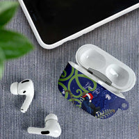 Personalized New Zealand Pukeko Christmas AirPods Case Meri Kirihimete Taniko Ponga Koru Blue LT14 - Polynesian Pride