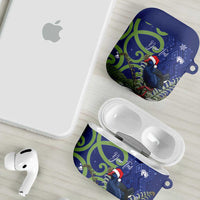 Personalized New Zealand Pukeko Christmas AirPods Case Meri Kirihimete Taniko Ponga Koru Blue LT14 - Polynesian Pride