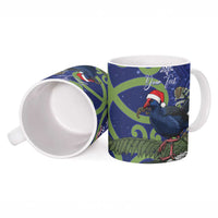 Personalized New Zealand Pukeko Christmas Ceramic Mug Meri Kirihimete Taniko Ponga Koru Blue LT14 - Polynesian Pride