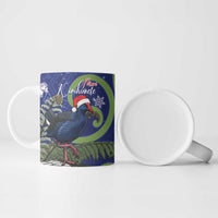 Personalized New Zealand Pukeko Christmas Ceramic Mug Meri Kirihimete Taniko Ponga Koru Blue LT14 - Polynesian Pride