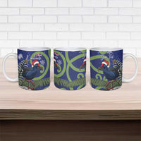 Personalized New Zealand Pukeko Christmas Ceramic Mug Meri Kirihimete Taniko Ponga Koru Blue LT14 - Polynesian Pride