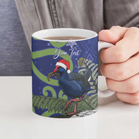 Personalized New Zealand Pukeko Christmas Ceramic Mug Meri Kirihimete Taniko Ponga Koru Blue LT14 - Polynesian Pride