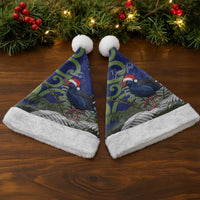 Personalized New Zealand Pukeko Christmas Santa Hat Meri Kirihimete Taniko Ponga Koru Blue - Polynesian Pride