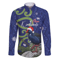 Personalized New Zealand Pukeko Christmas Family Matching Mermaid Dress and Hawaiian Shirt Meri Kirihimete Taniko Ponga Koru Blue - Polynesian Pride