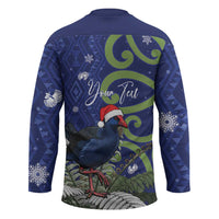 Personalized New Zealand Pukeko Christmas Hockey Jersey Meri Kirihimete Taniko Ponga Koru Blue - Polynesian Pride