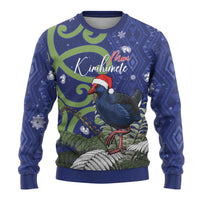Personalized New Zealand Pukeko Christmas Ugly Christmas Sweater Meri Kirihimete Taniko Ponga Koru Blue - Polynesian Pride