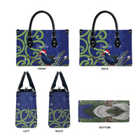 Personalized New Zealand Pukeko Christmas Leather Bag Meri Kirihimete Taniko Ponga Koru Blue - Polynesian Pride